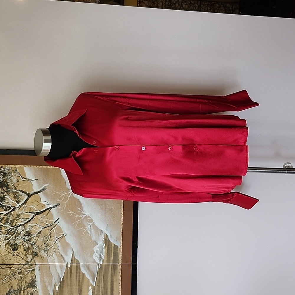 Chadwicks red silk blouse women's 10